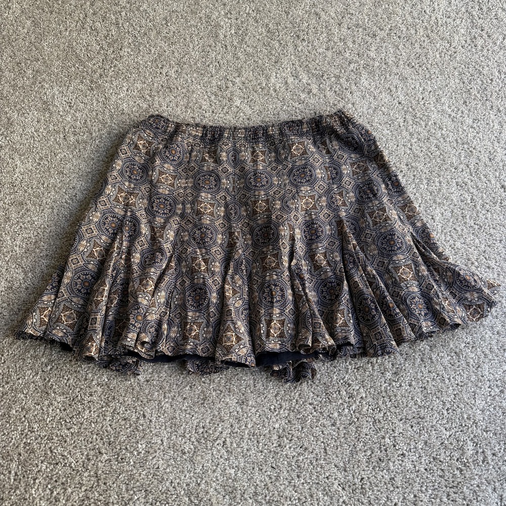 Banana Republic Skirt Womens M Blue Paisley Flare Short Elastic Waist Summer